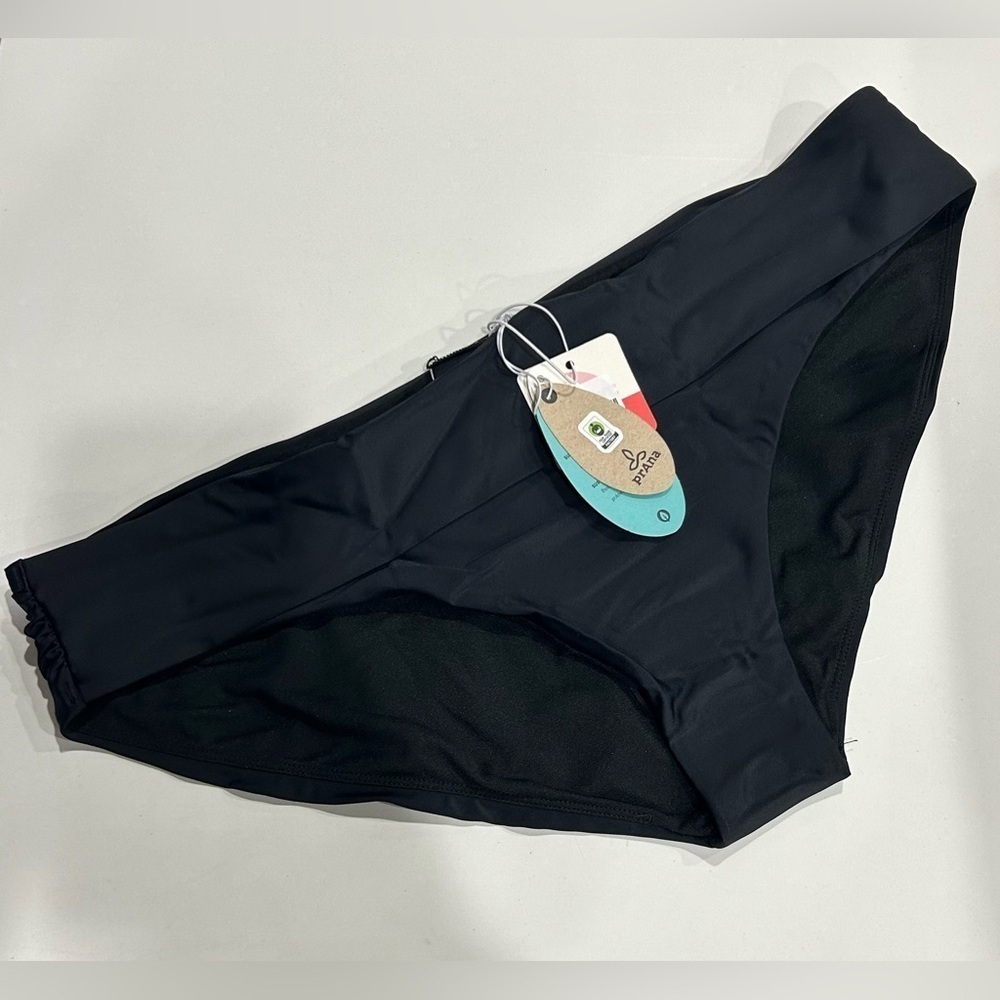 prAna Women's XL Marta Bikini Bottoms UPF 50+ Black Swimsuit Swim NWT